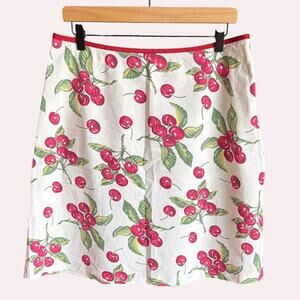Tommy Hilfiger Vintage Cotton Cherries A-Line Skirt Retro Prep sz 12-14 Pls Rd!